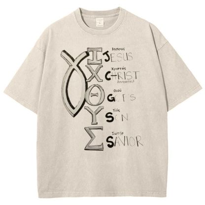 Jesus Christ Snowflake Vintage Cotton T-Shirt