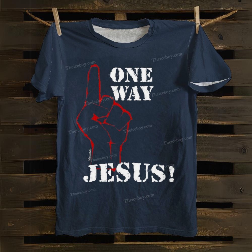 ONE WAY JESUS Casual Cotton T-shirt