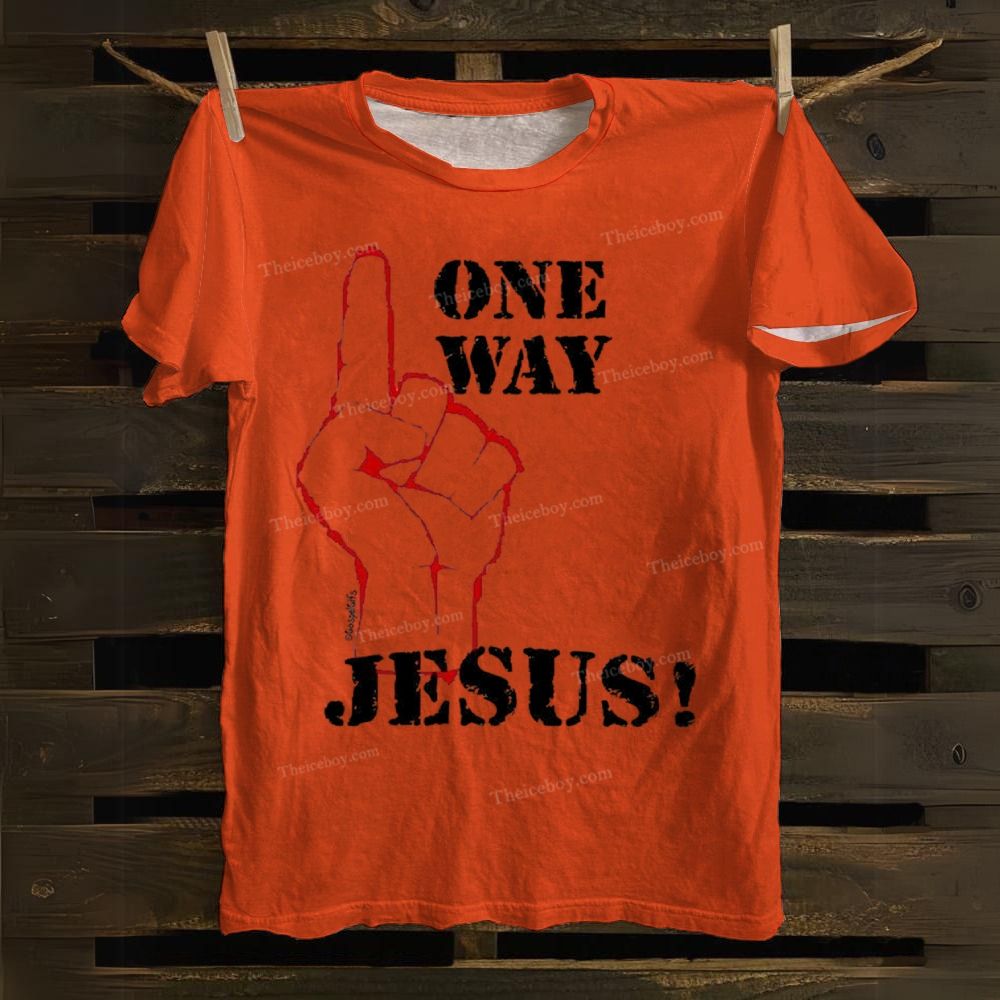 ONE WAY JESUS Casual Cotton T-shirt