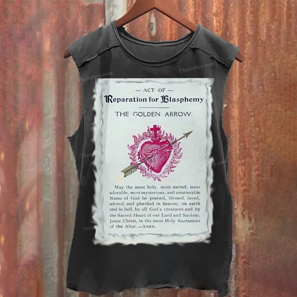 Heart-piercing Pattern Vintage Washed Tank Top