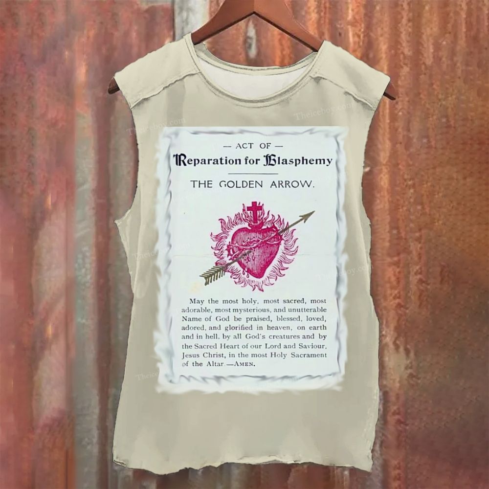 Heart-piercing Pattern Vintage Washed Tank Top