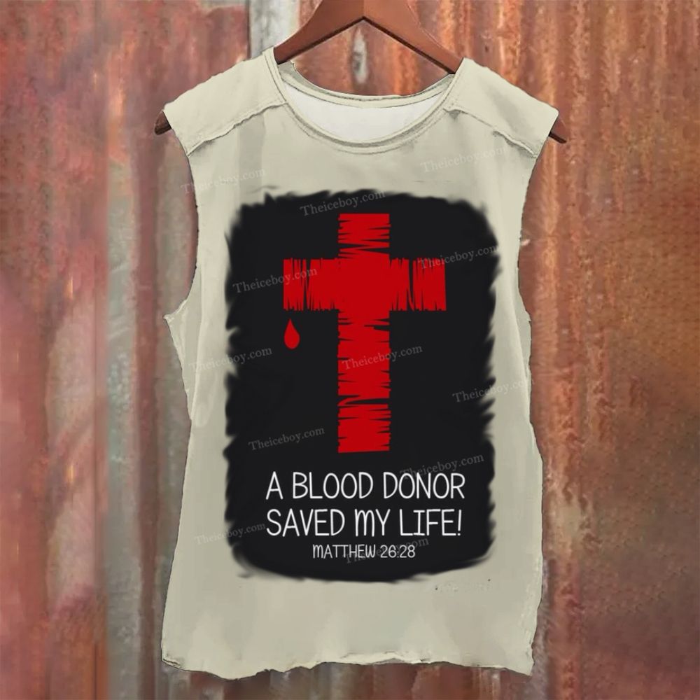 Cross & Letter Prints Vintage Washed Tank Top