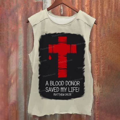 Cross & Letter Prints Vintage Washed Tank Top