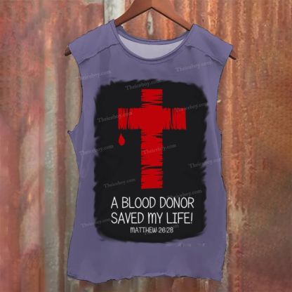 Cross & Letter Prints Vintage Washed Tank Top