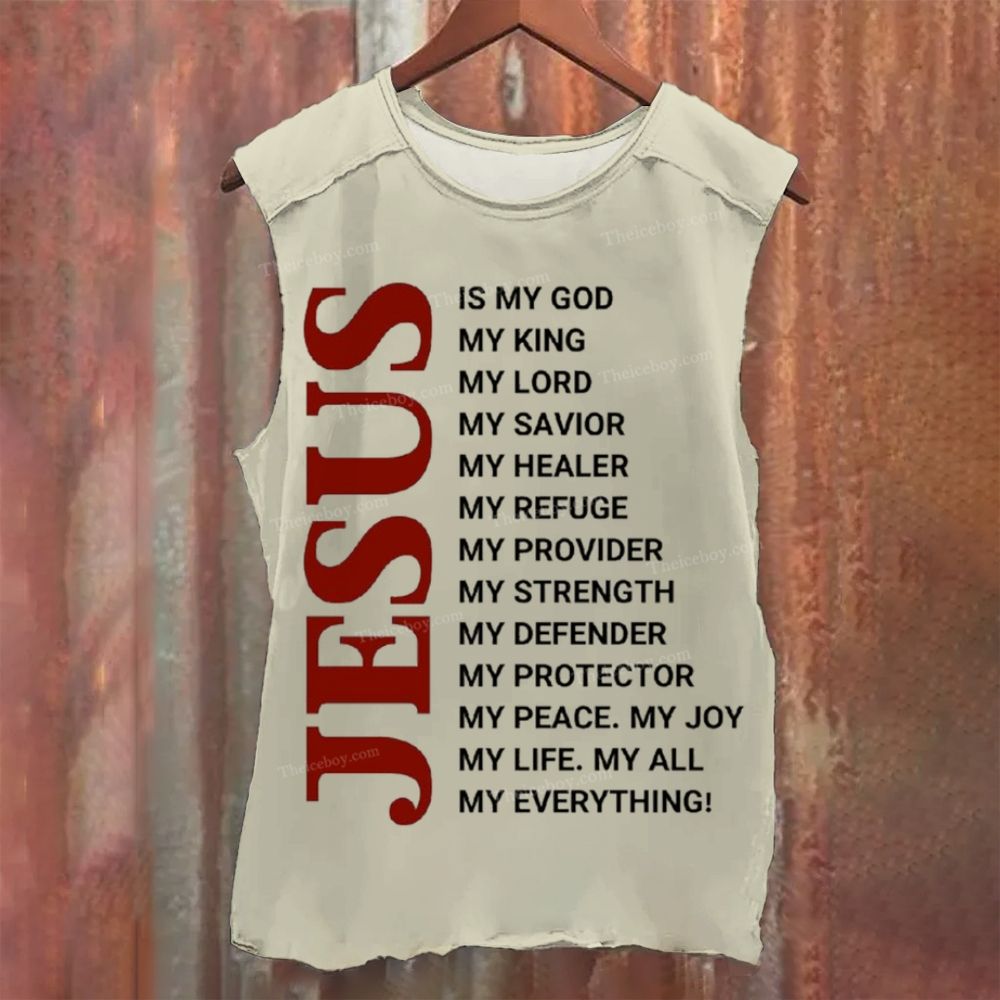 JESUS Letters Vintage Washed Tank Top