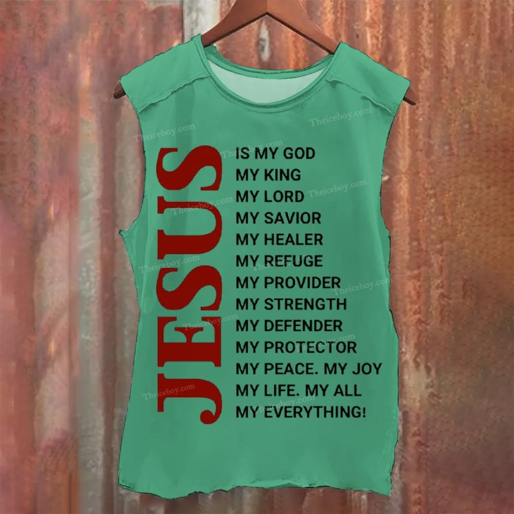JESUS Letters Vintage Washed Tank Top