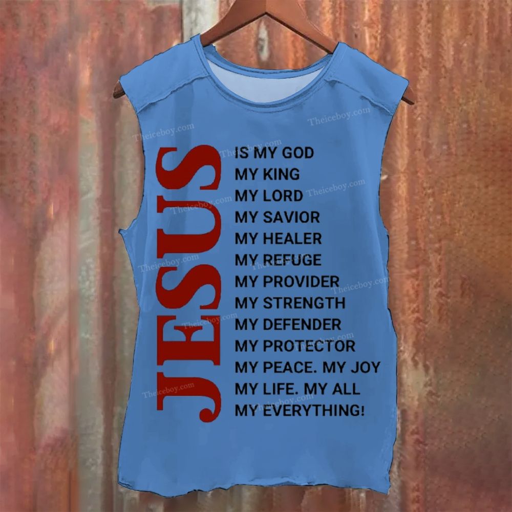 JESUS Letters Vintage Washed Tank Top