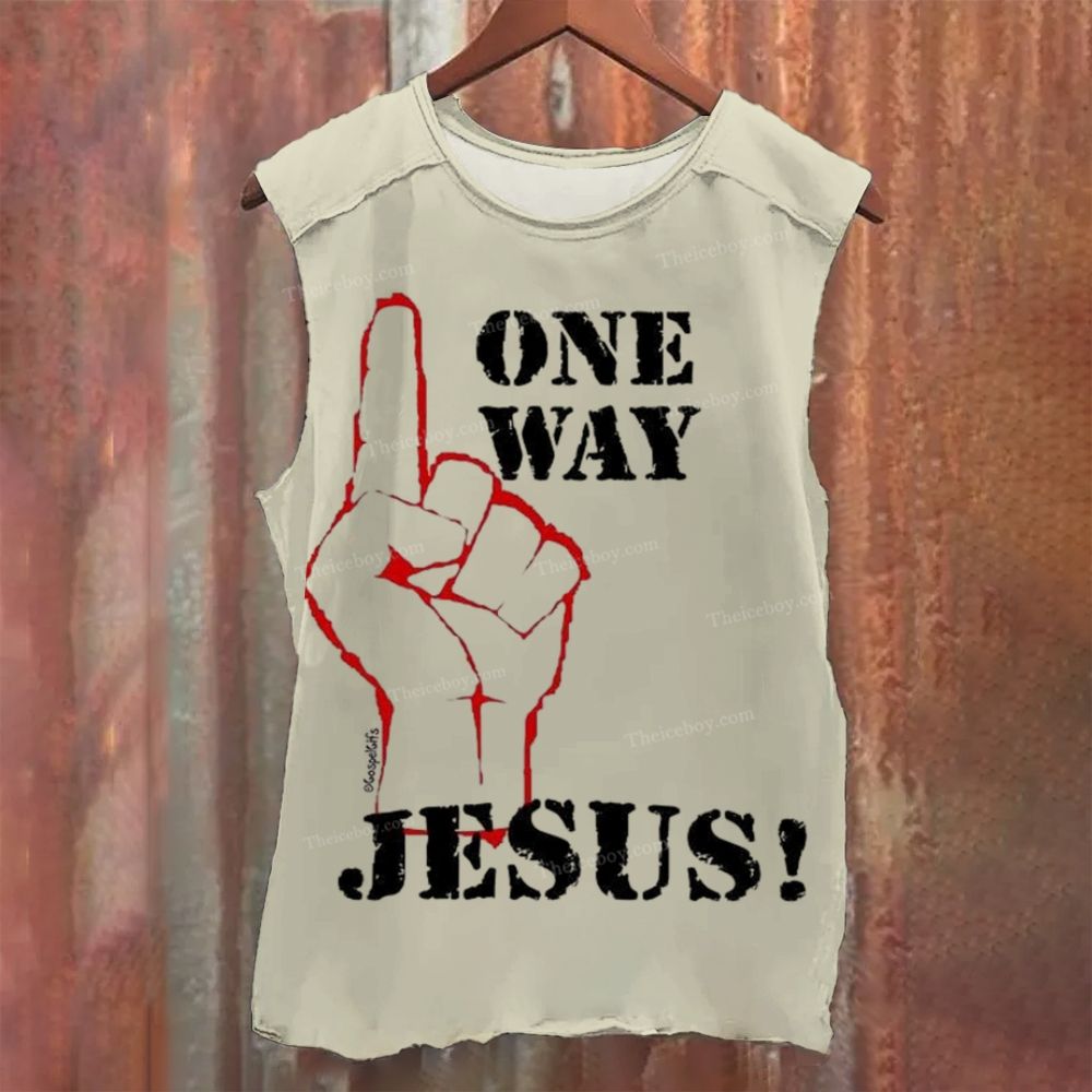 ONE WAY JESUS Vintage Washed Tank Top