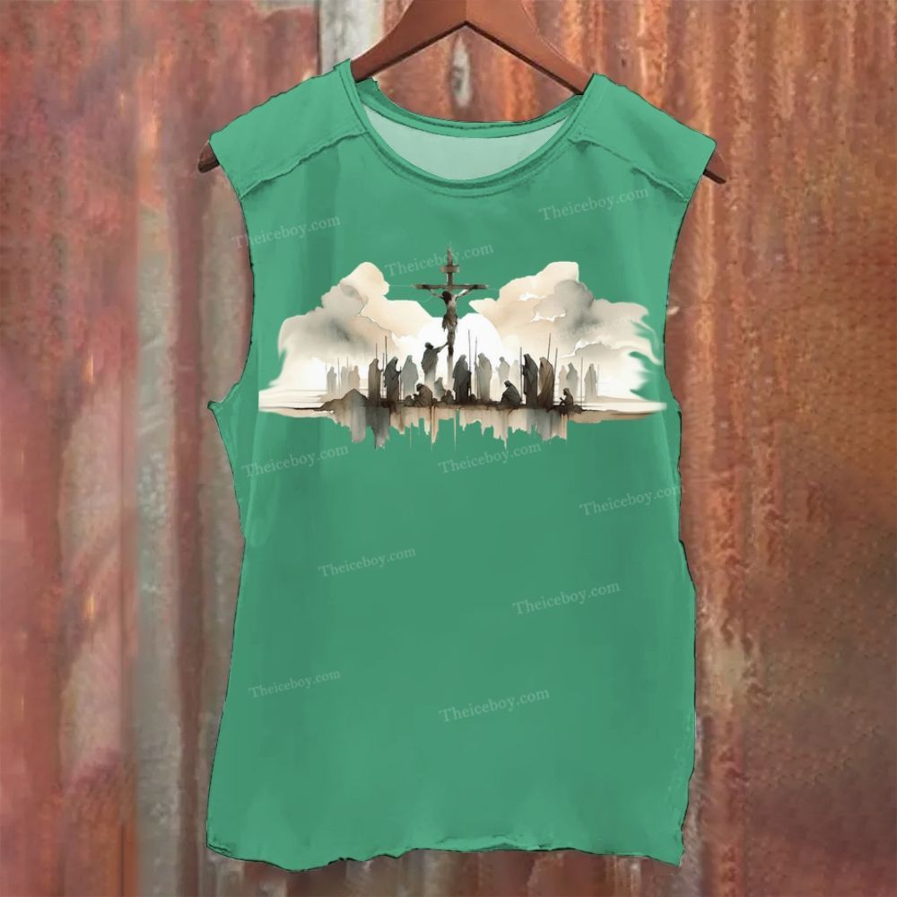 He Is Suffering For Us Vintage Washed Tank Top