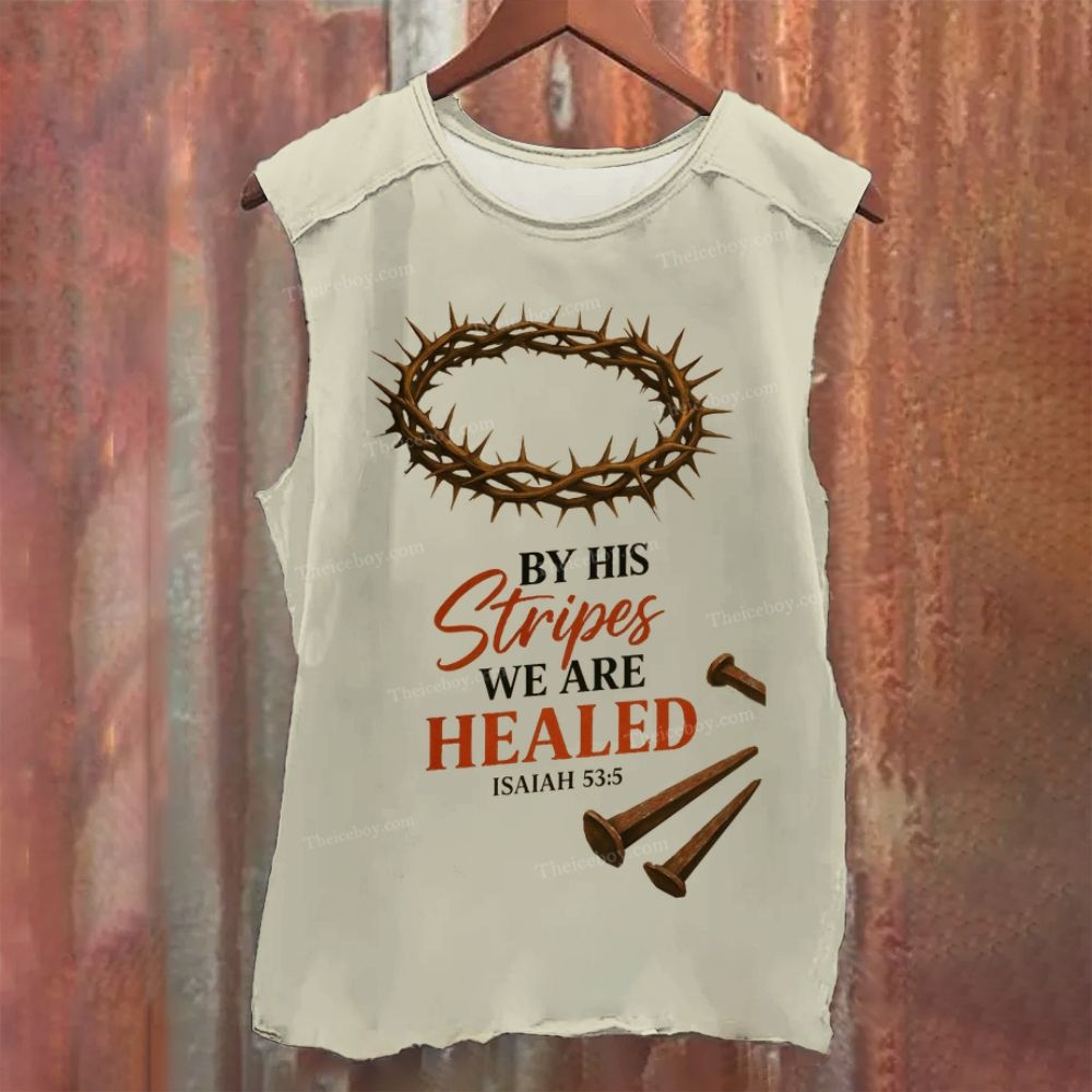 By His Stripes We Are Healed Vintage Washed Tank Top