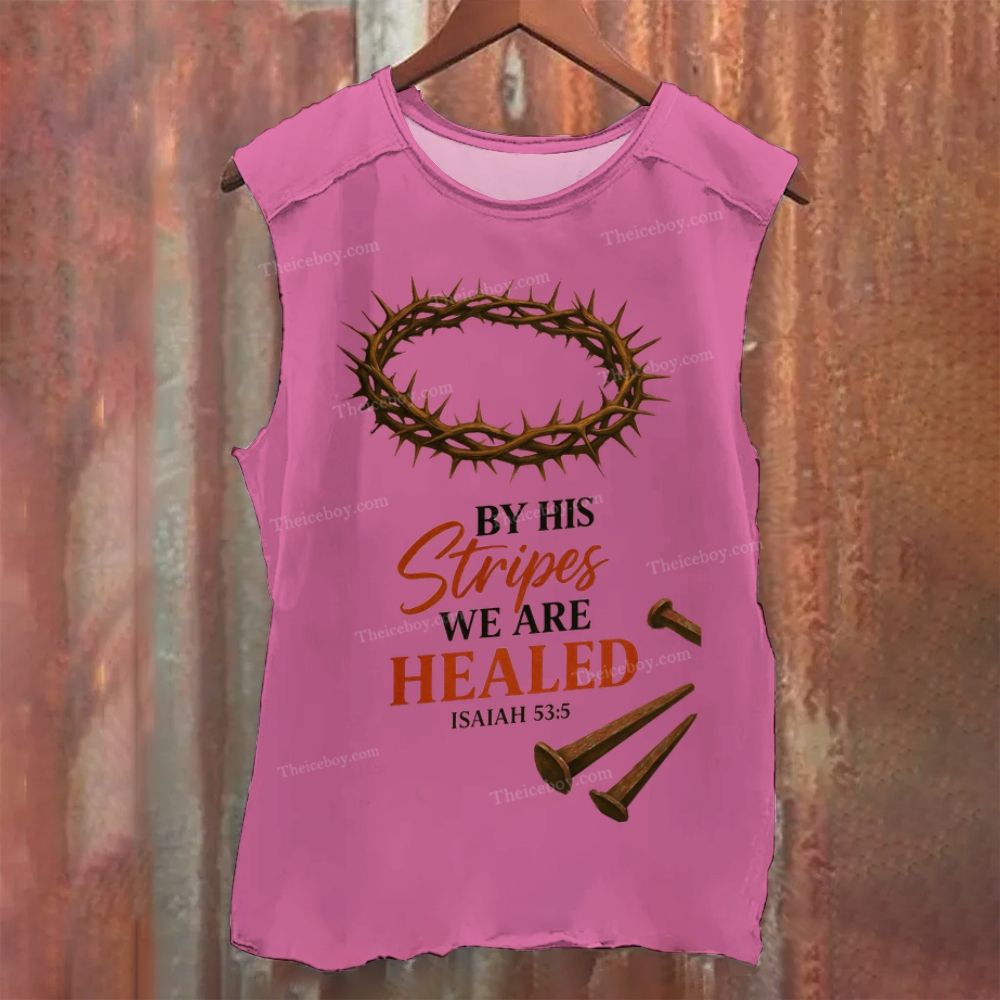 By His Stripes We Are Healed Vintage Washed Tank Top