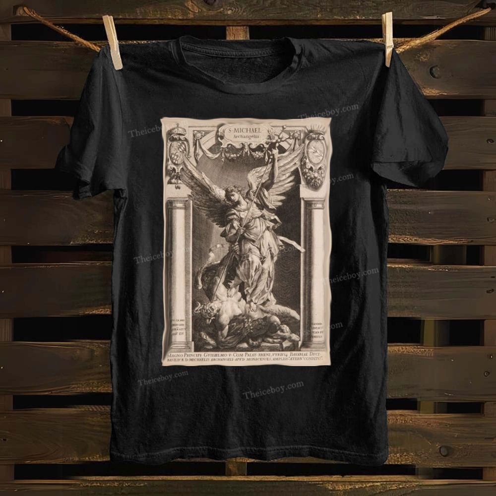 Archangel Defeats The Devil Cotton T-shirt