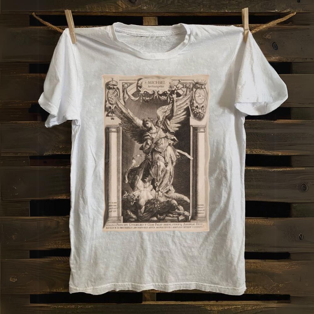 Archangel Defeats The Devil Cotton T-shirt