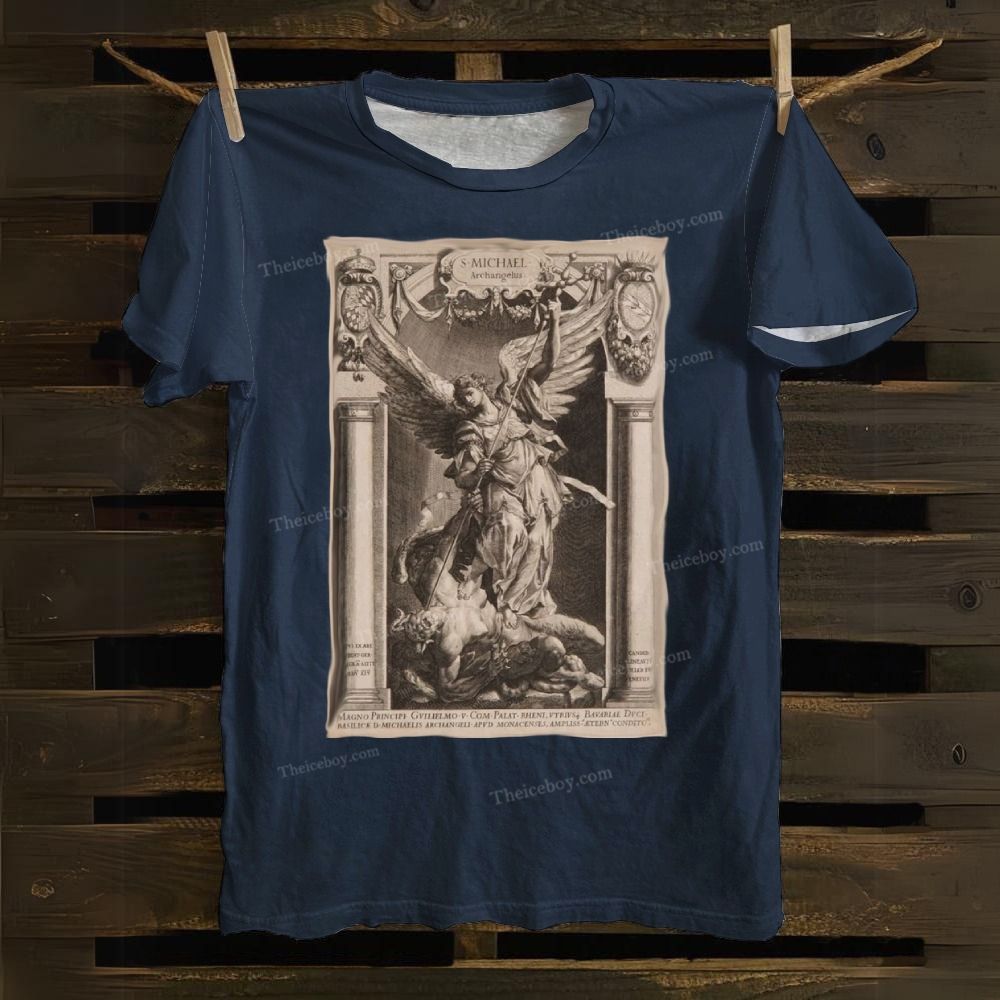 Archangel Defeats The Devil Cotton T-shirt