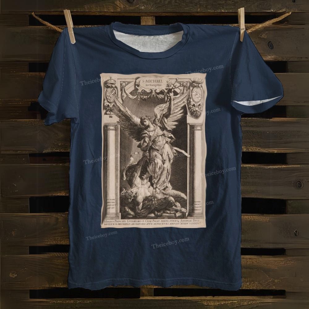 Archangel Defeats The Devil Cotton T-shirt