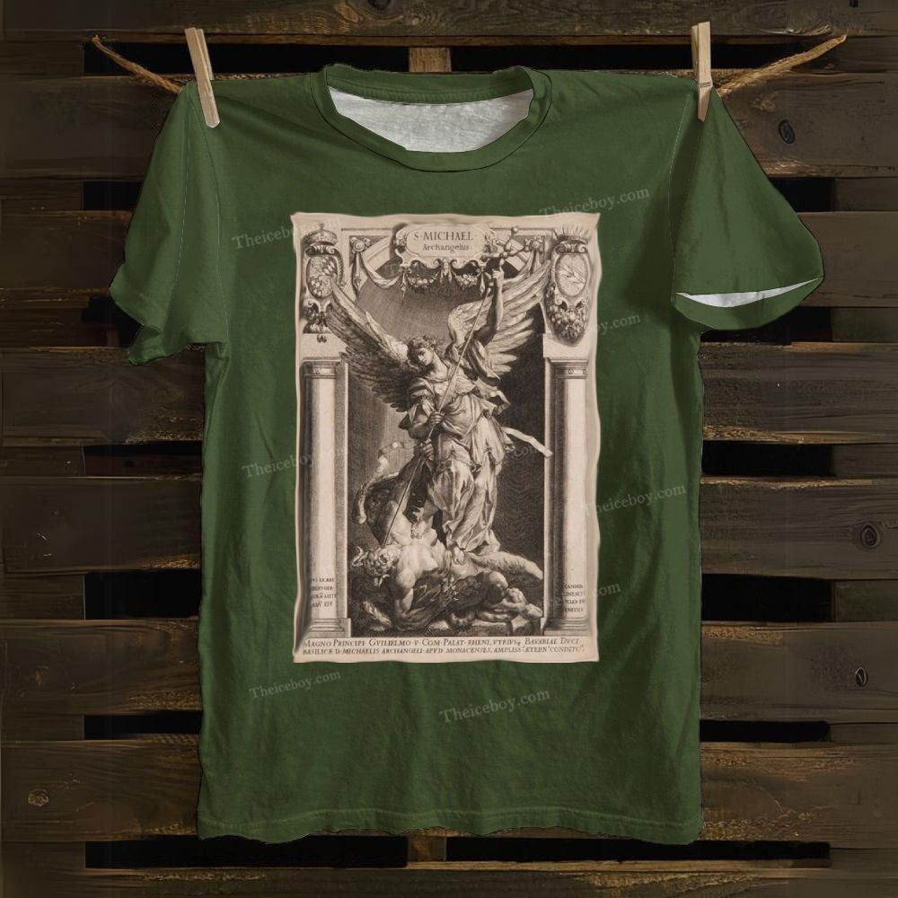 Archangel Defeats The Devil Cotton T-shirt
