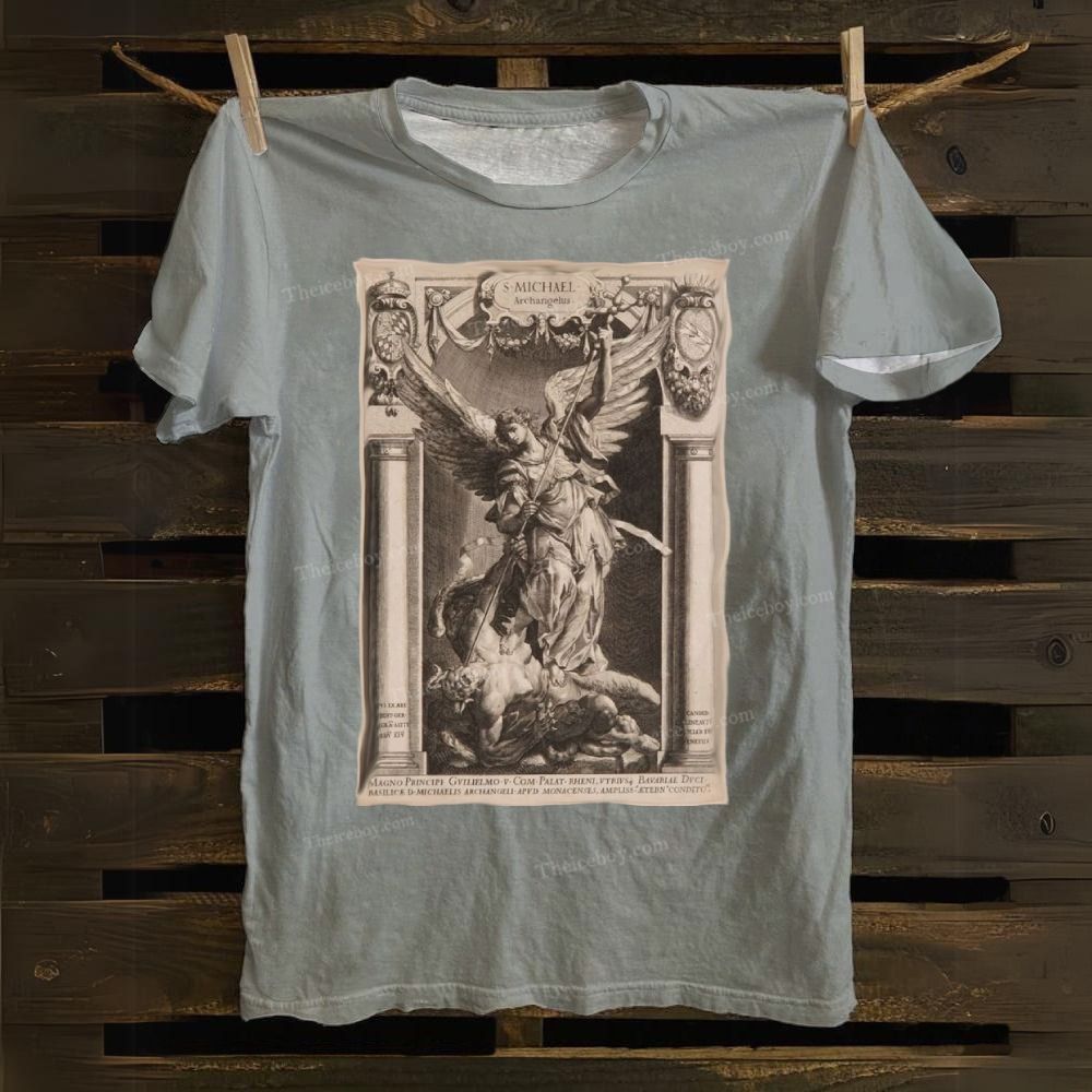 Archangel Defeats The Devil Cotton T-shirt