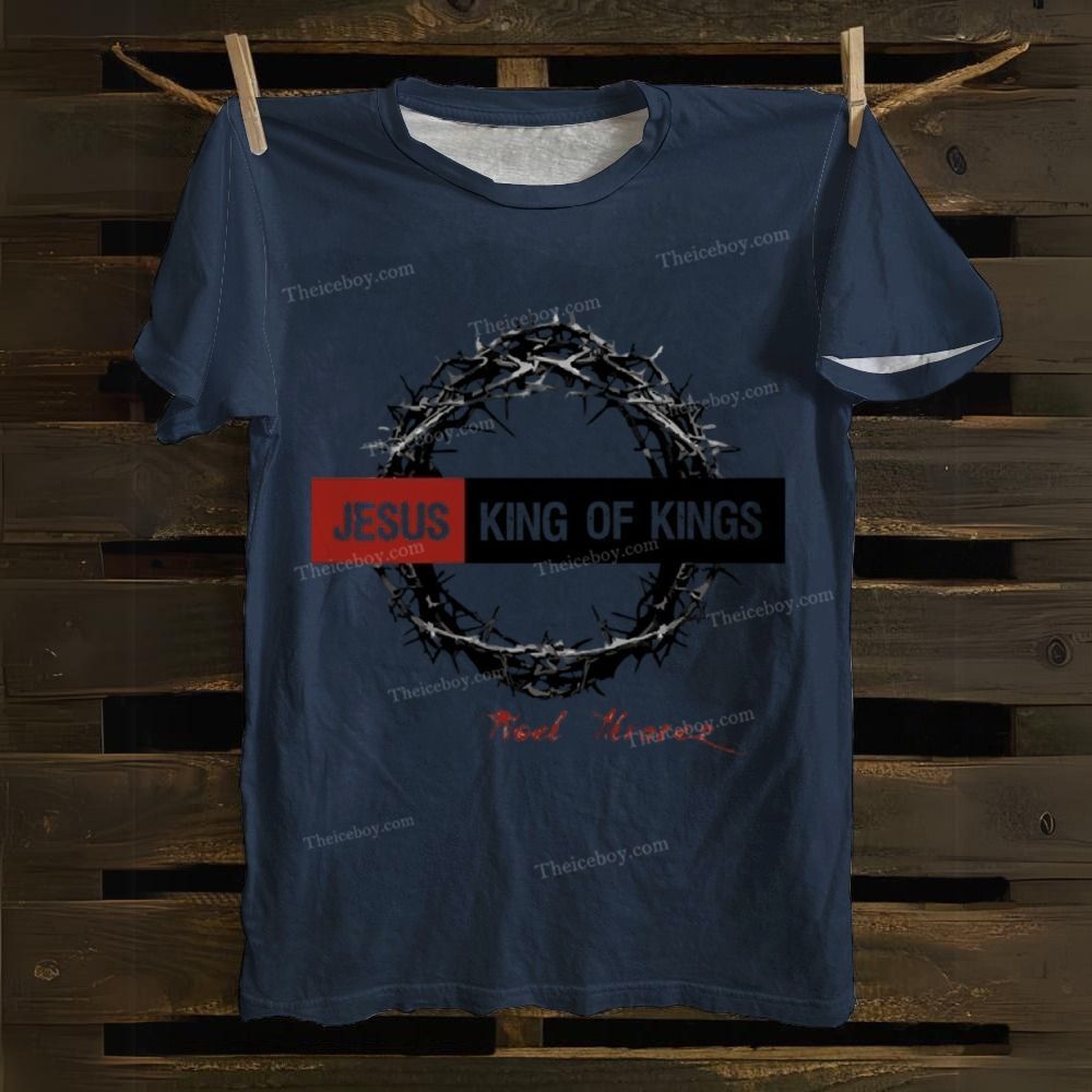 JESUS KING OF KINGS Pattern Cotton T-shirt