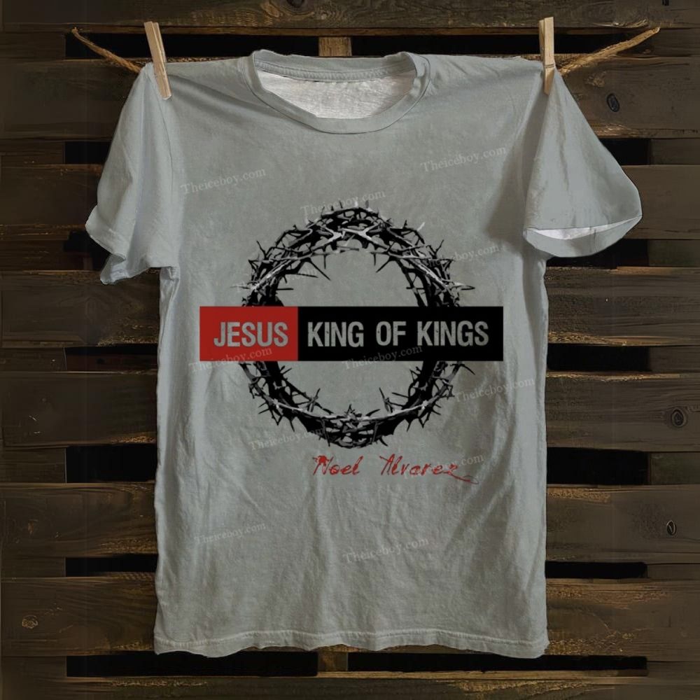 JESUS KING OF KINGS Pattern Cotton T-shirt