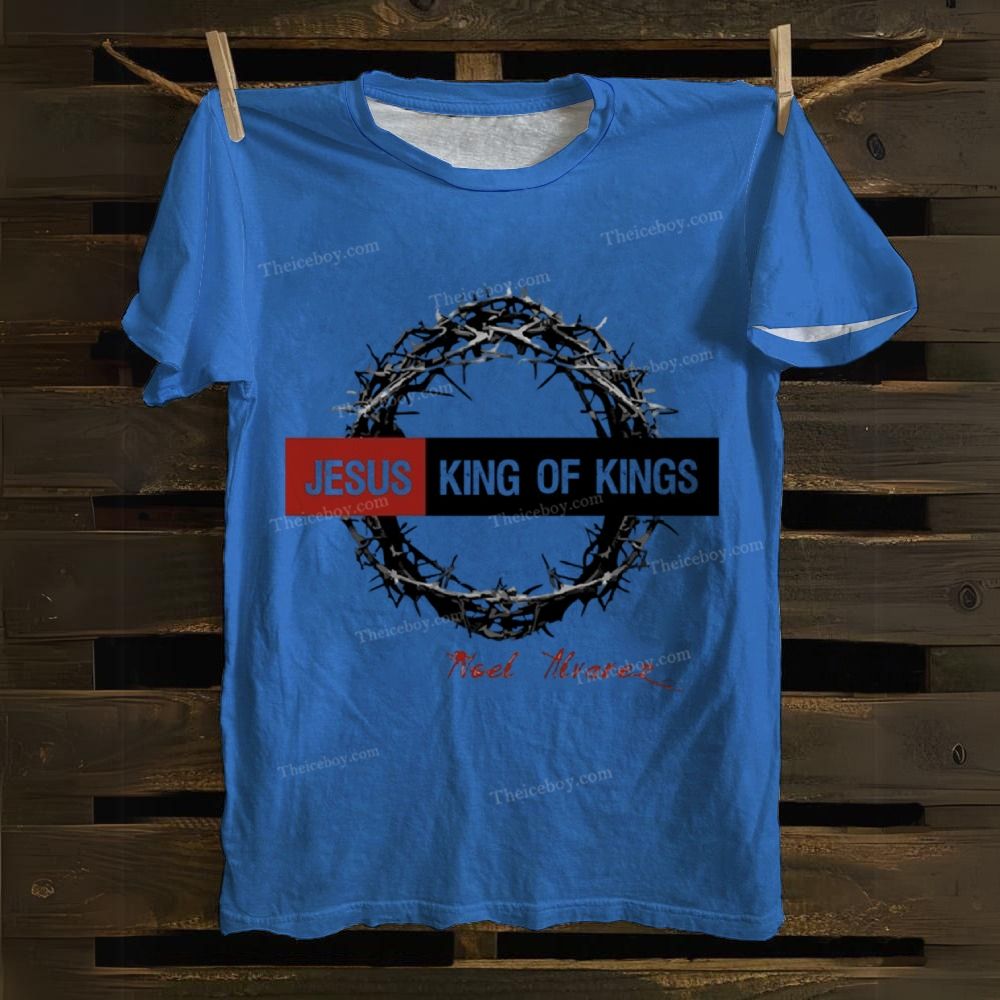 JESUS KING OF KINGS Pattern Cotton T-shirt