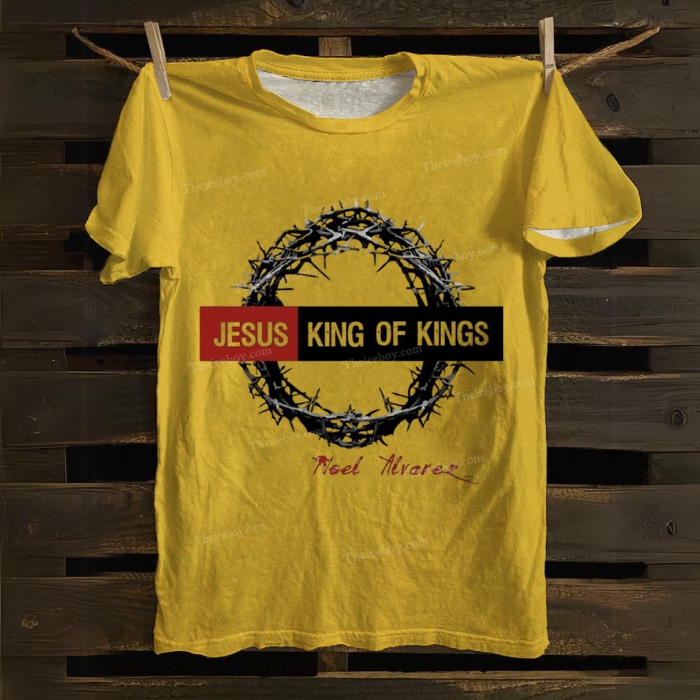 JESUS KING OF KINGS Pattern Cotton T-shirt