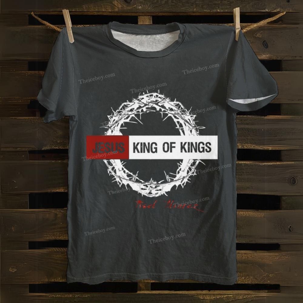JESUS KING OF KINGS Pattern Cotton T-shirt