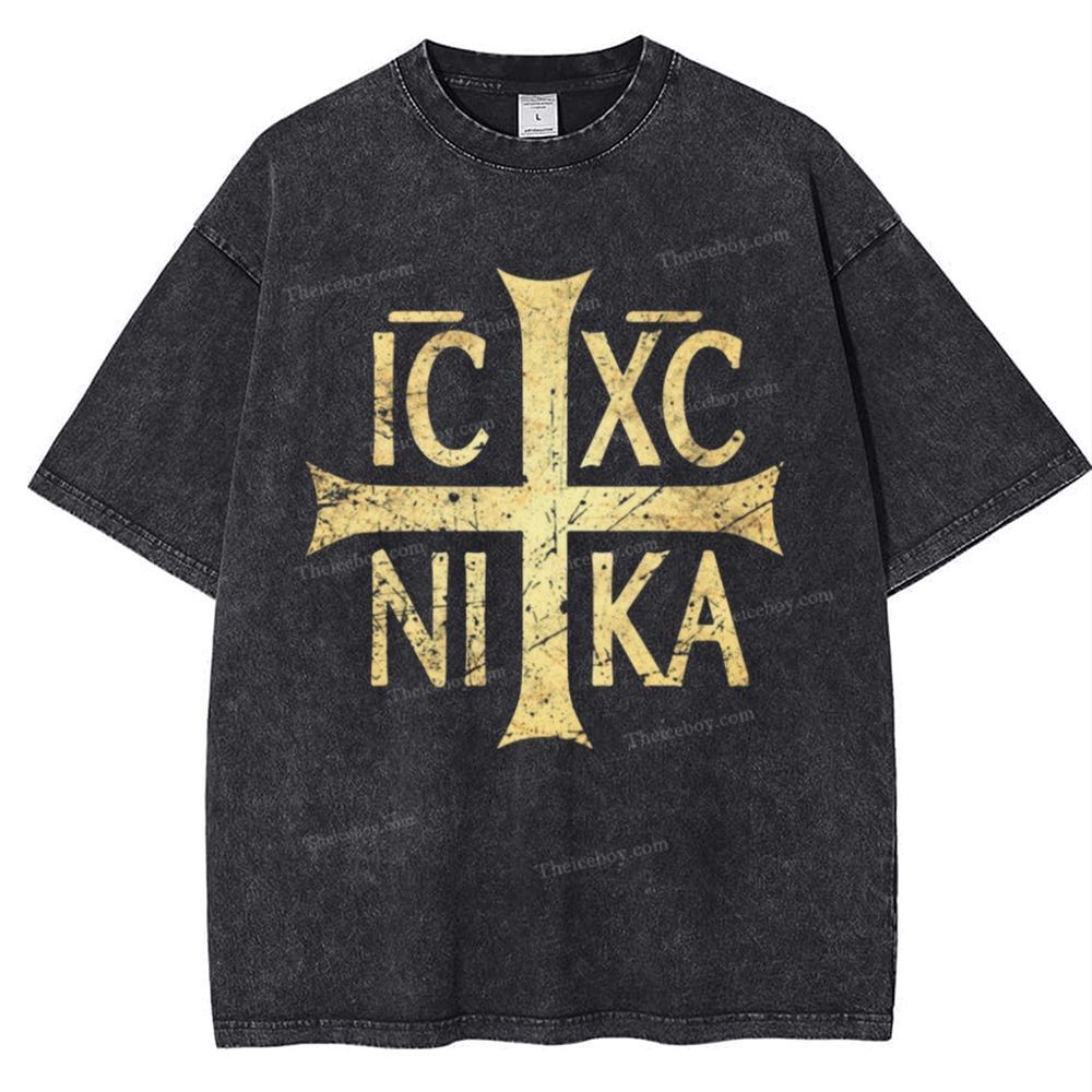 Ic Xc Ni Ka Snowflake Vintage Cotton T-Shirt