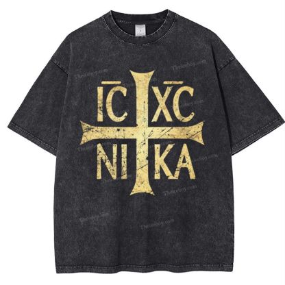 Ic Xc Ni Ka Snowflake Vintage Cotton T-Shirt