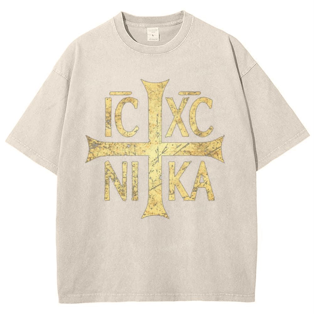 Ic Xc Ni Ka Snowflake Vintage Cotton T-Shirt