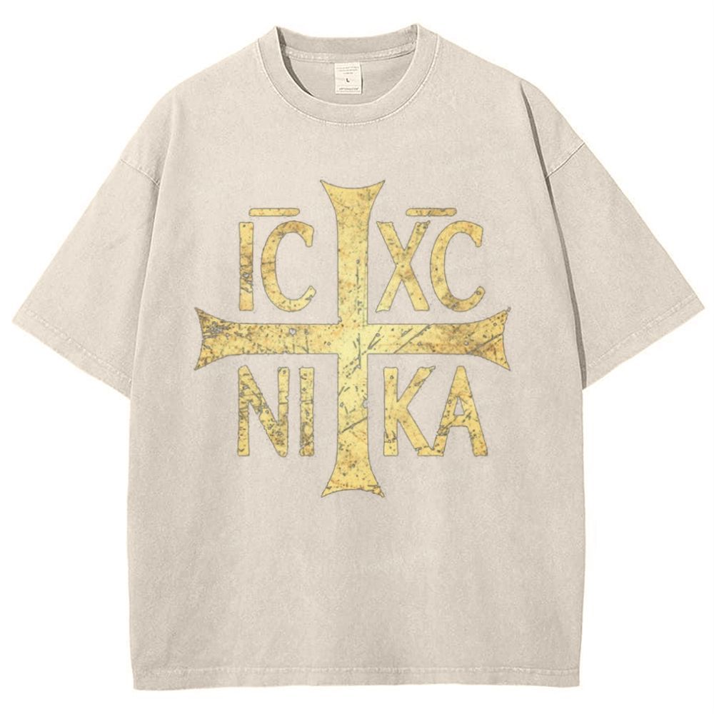 Ic Xc Ni Ka Snowflake Vintage Cotton T-Shirt