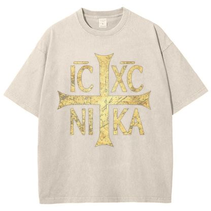 Ic Xc Ni Ka Snowflake Vintage Cotton T-Shirt