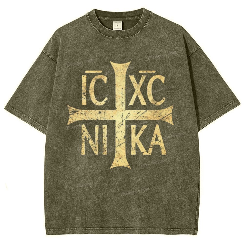 Ic Xc Ni Ka Snowflake Vintage Cotton T-Shirt