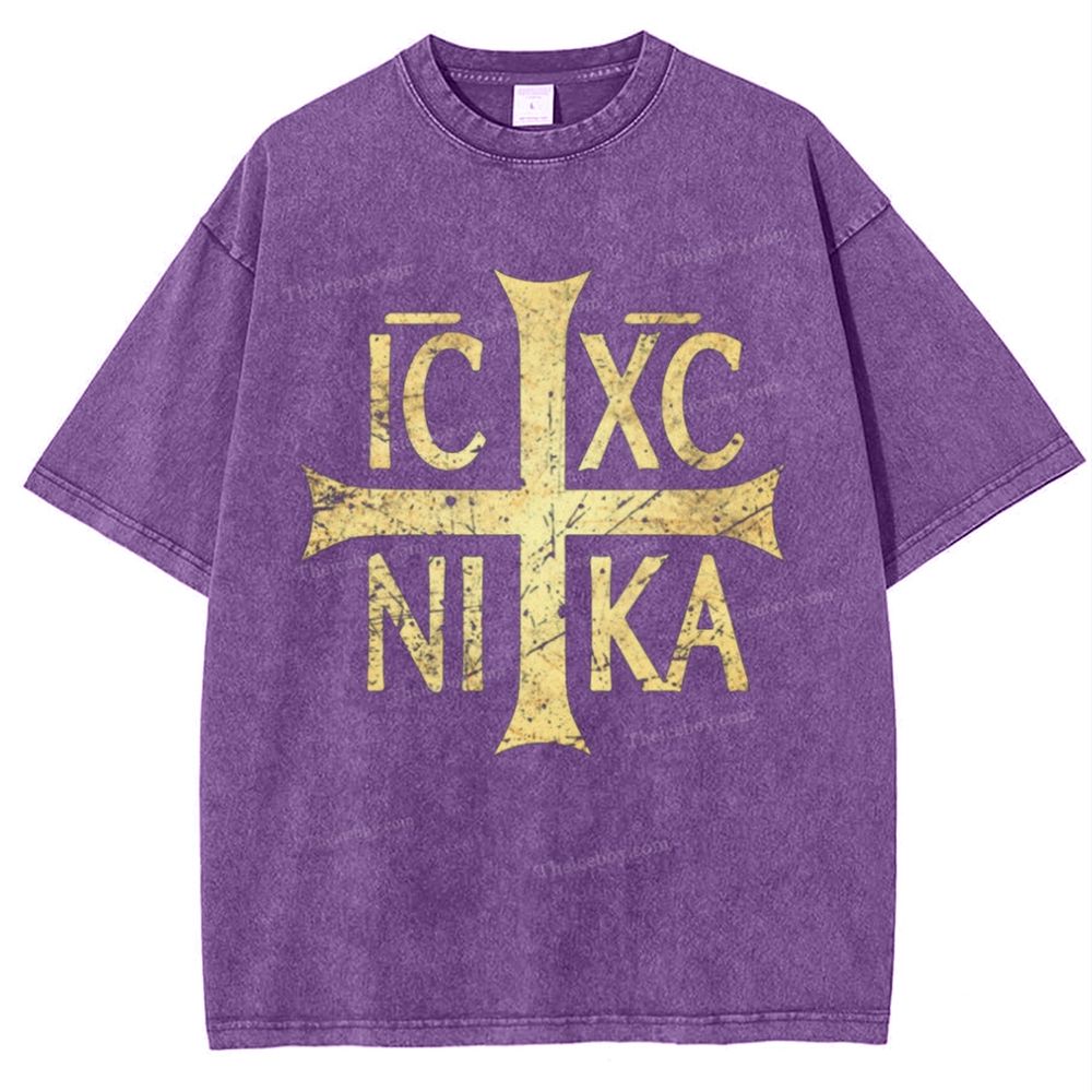 Ic Xc Ni Ka Snowflake Vintage Cotton T-Shirt