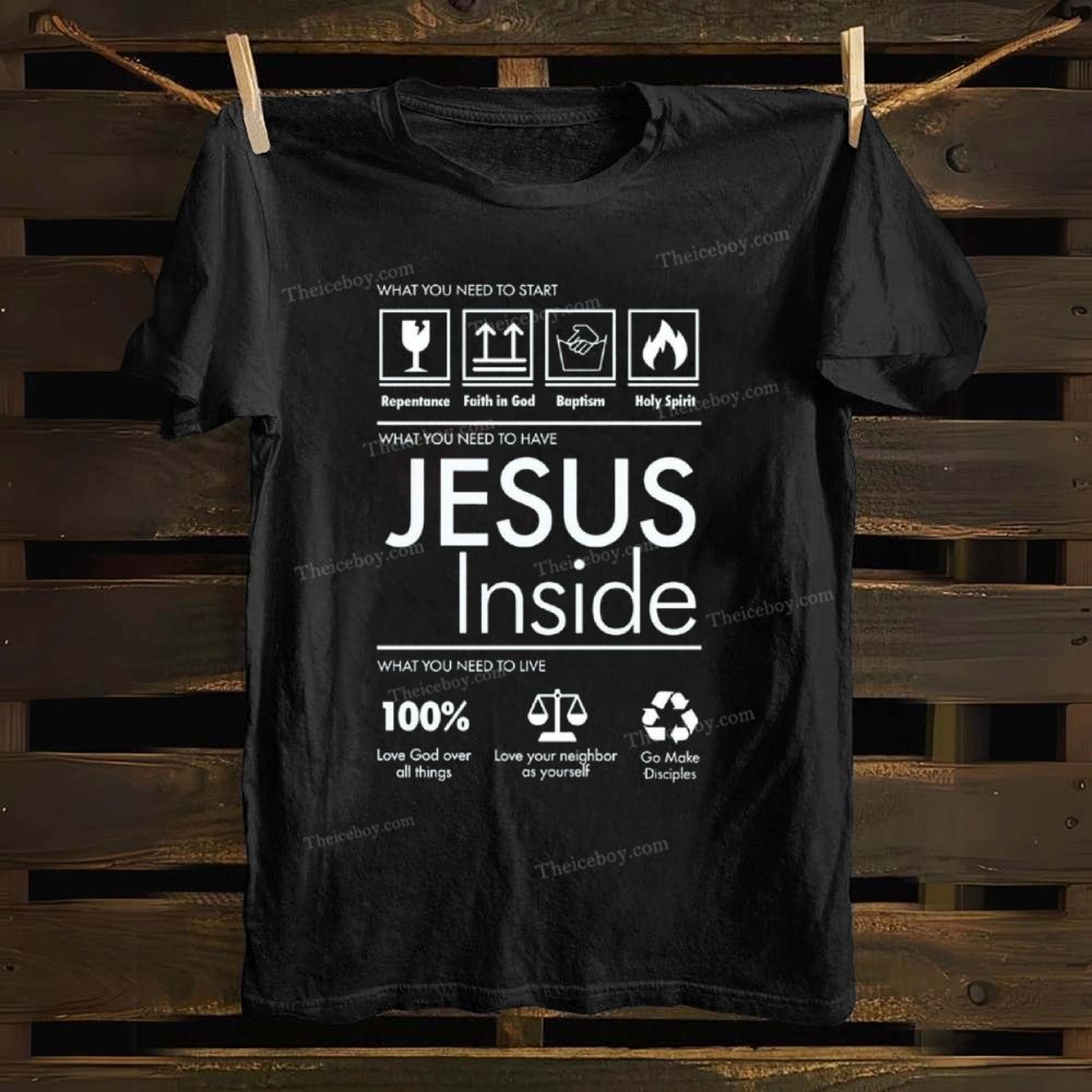 JESUS Inside Alphabet Pattern Cotton T-shirt