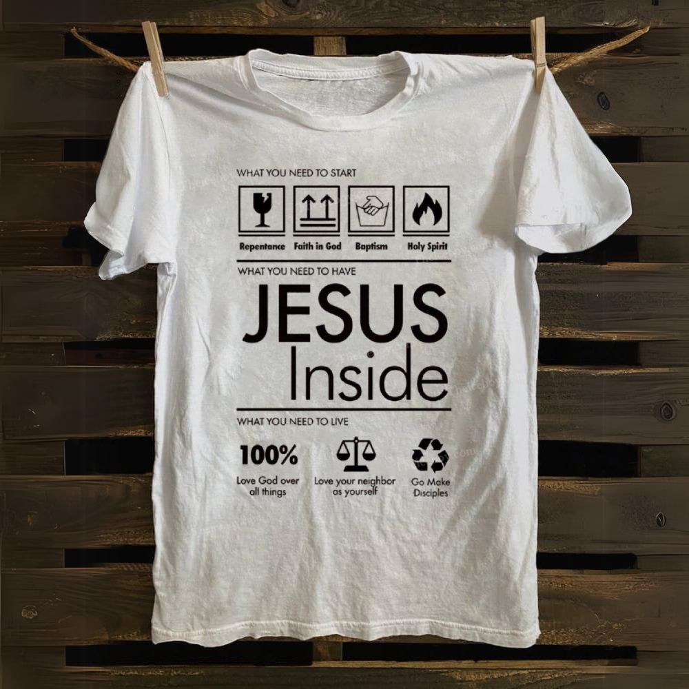 JESUS Inside Alphabet Pattern Cotton T-shirt