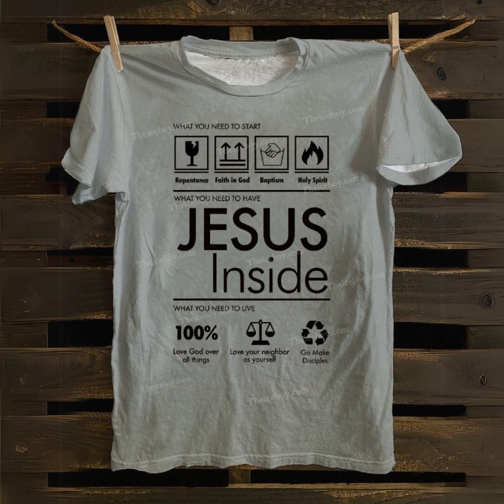 JESUS Inside Alphabet Pattern Cotton T-shirt