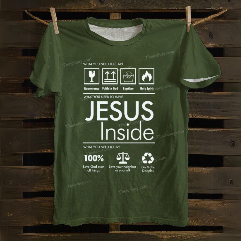 JESUS Inside Alphabet Pattern Cotton T-shirt