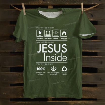 JESUS Inside Alphabet Pattern Cotton T-shirt