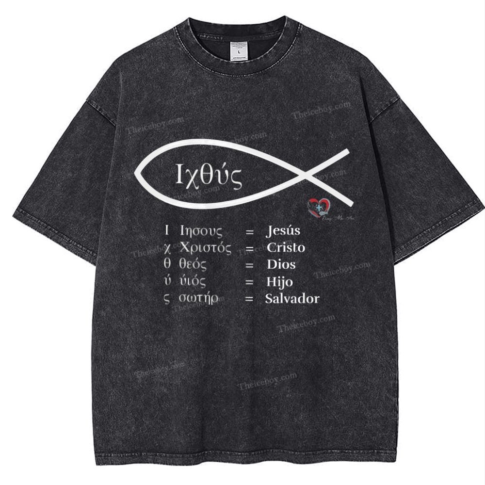 Fish Symbol Snowflake Vintage Cotton T-Shirt