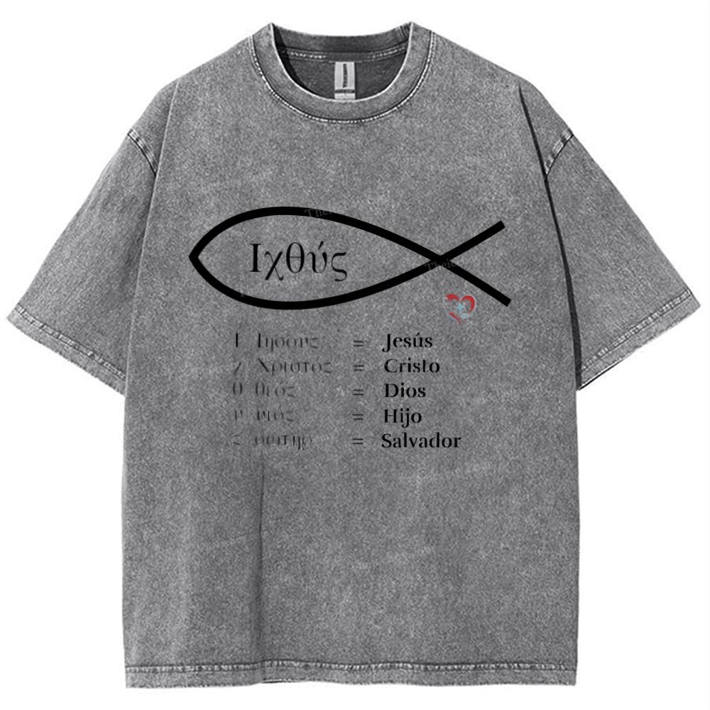 Fish Symbol Snowflake Vintage Cotton T-Shirt