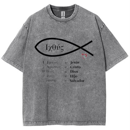 Fish Symbol Snowflake Vintage Cotton T-Shirt