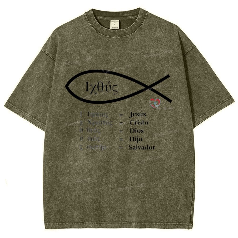 Fish Symbol Snowflake Vintage Cotton T-Shirt