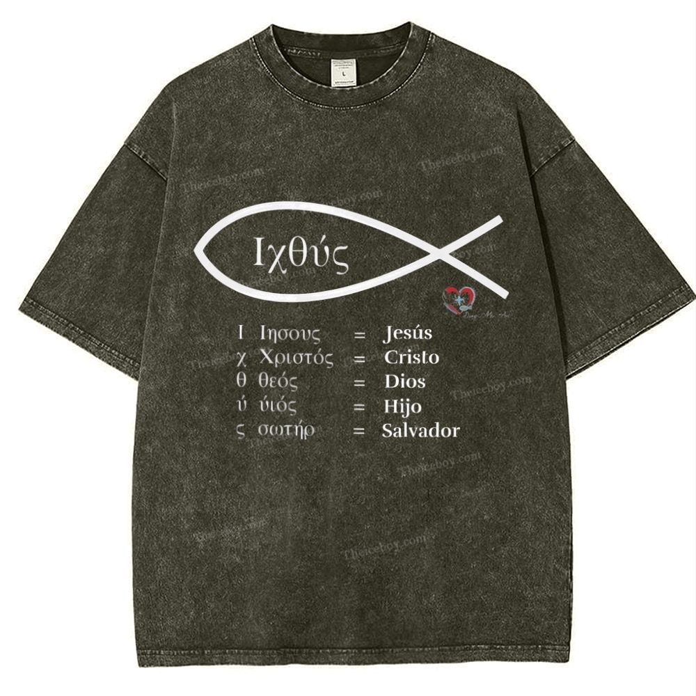 Fish Symbol Snowflake Vintage Cotton T-Shirt