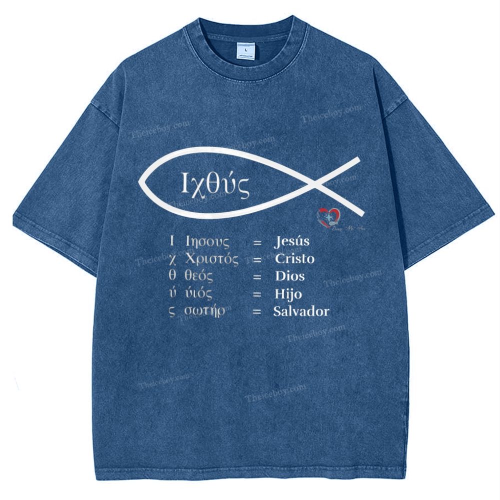 Fish Symbol Snowflake Vintage Cotton T-Shirt
