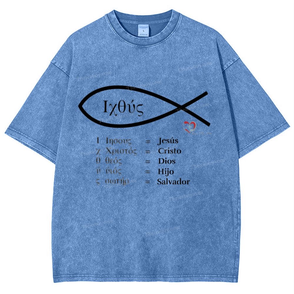 Fish Symbol Snowflake Vintage Cotton T-Shirt