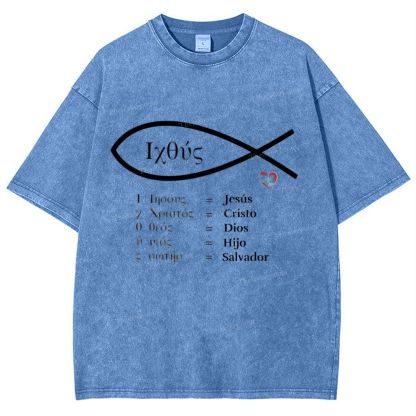 Fish Symbol Snowflake Vintage Cotton T-Shirt