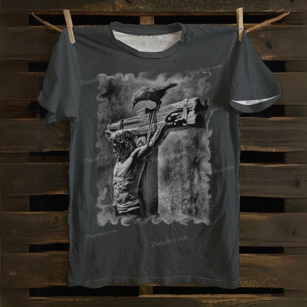 Crow on the cross Cotton T-shirt