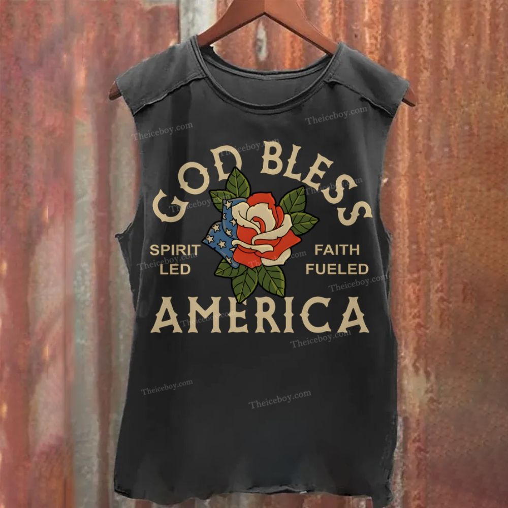 God Bless America Vintage Washed Tank Top