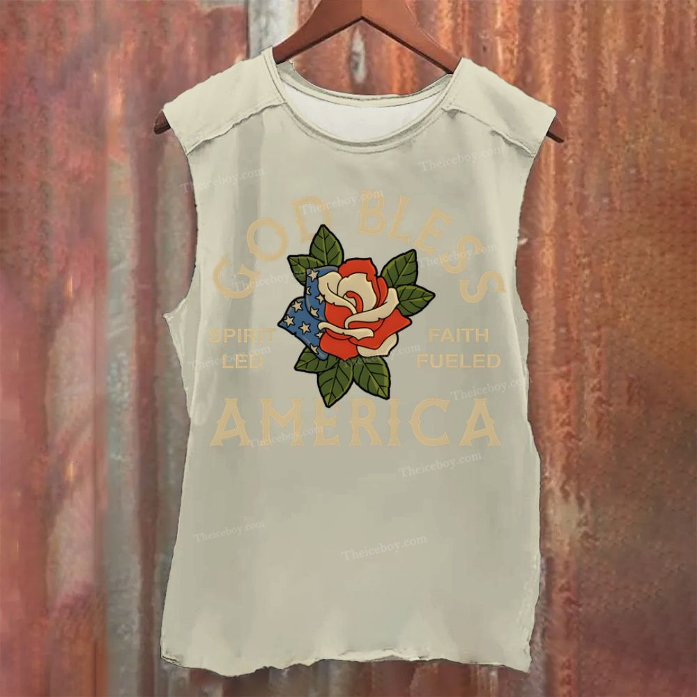 God Bless America Vintage Washed Tank Top
