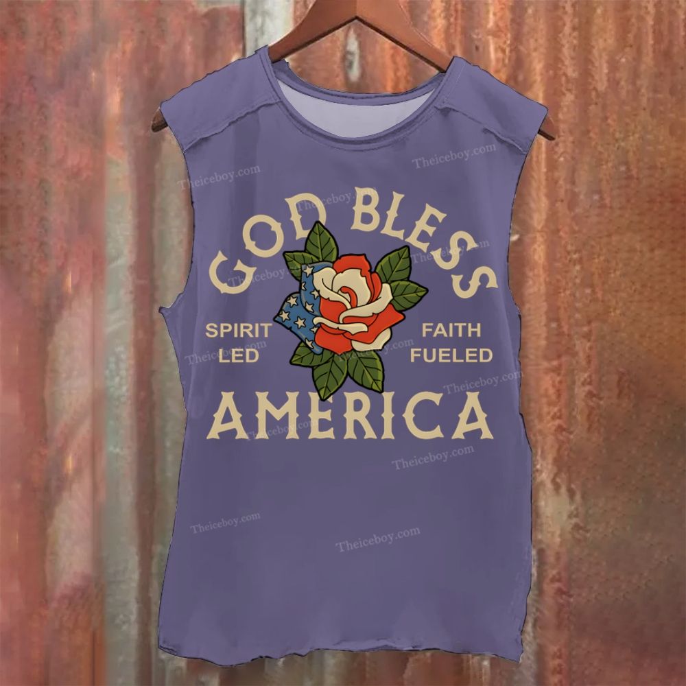God Bless America Vintage Washed Tank Top